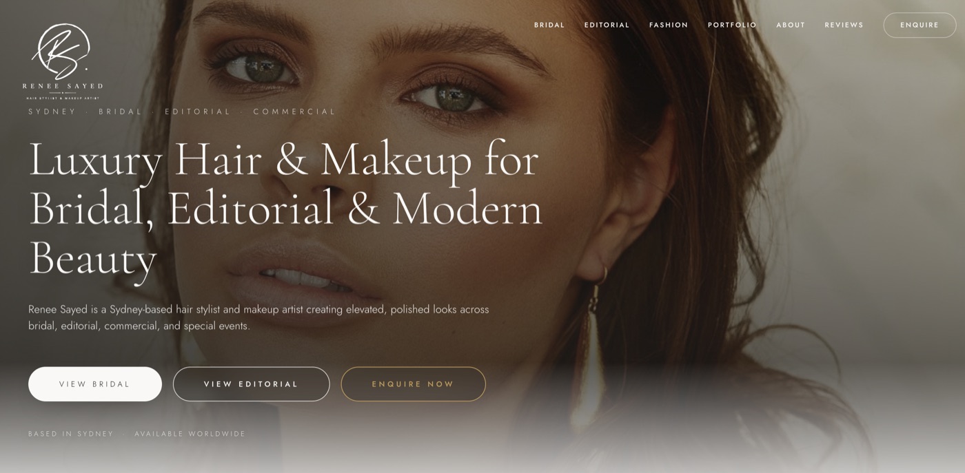 Makeup artist website built by GhostSquad AI