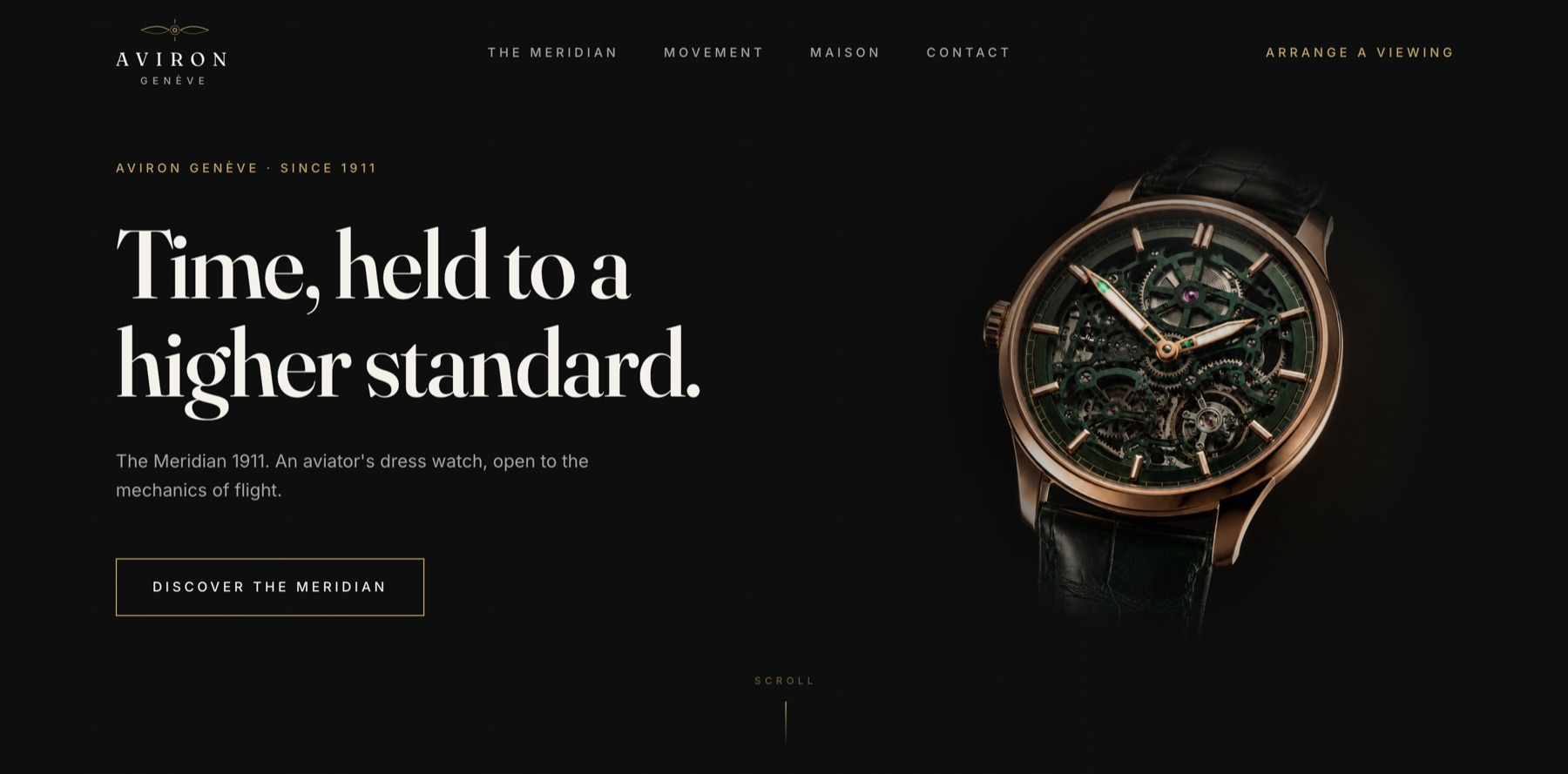 Aviron Genève luxury watch website, a concept build by GhostSquad AI